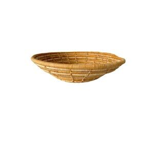 Large Woven/Wicker African Coiled Basket Bowl Mustard Yellow
